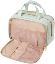 Toilettes per viaggio per donne, 10L toilettes con chiusura ermetica, sacchetto umido, borse per il trucco, organizzatore per toilette per accessori, shampoo, toilette, uso quotidiano, verde menta