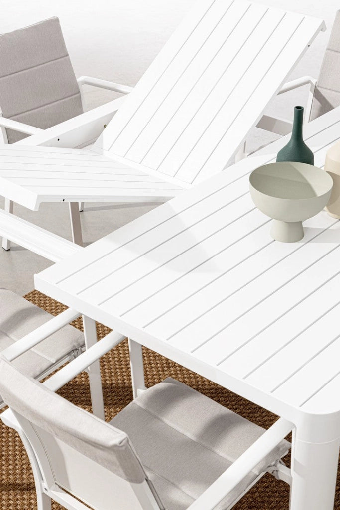 Tavolo Allungabile da Giardino 149x97/149x77.5 cm in Alluminio Kiplin Bianco