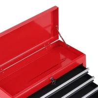 Servante da laboratorio con cassettiera e cassetto removibile, 6 cassetti + 1 grande cassettiera, carrello in acciaio rosso e nero