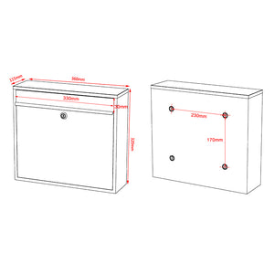 Cassetta postale singola V13 in acciaio inox 360 x 115 x 320 mm