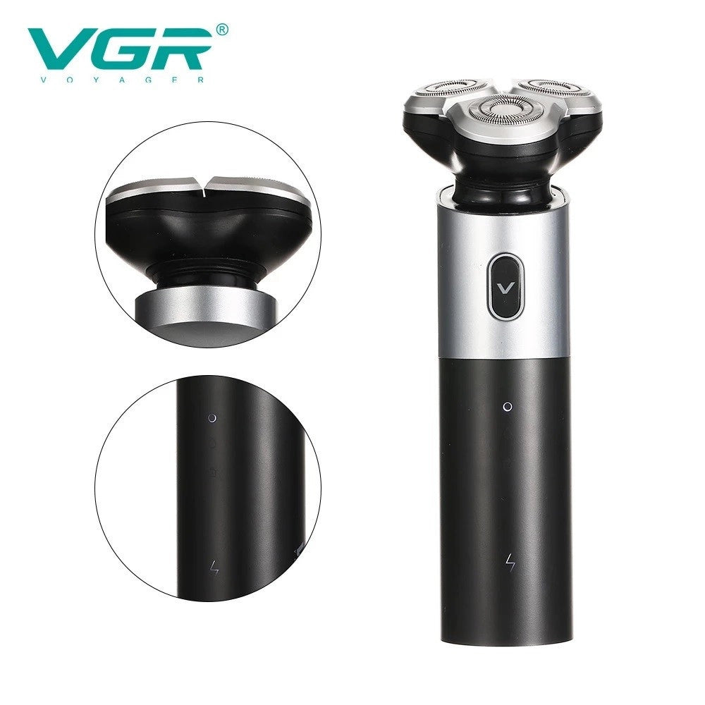 Trade Shop - Rasoio Elettrico 3 Teste Rotanti Barba Cordless Usb Rifinitore Impermeabile V343 -
