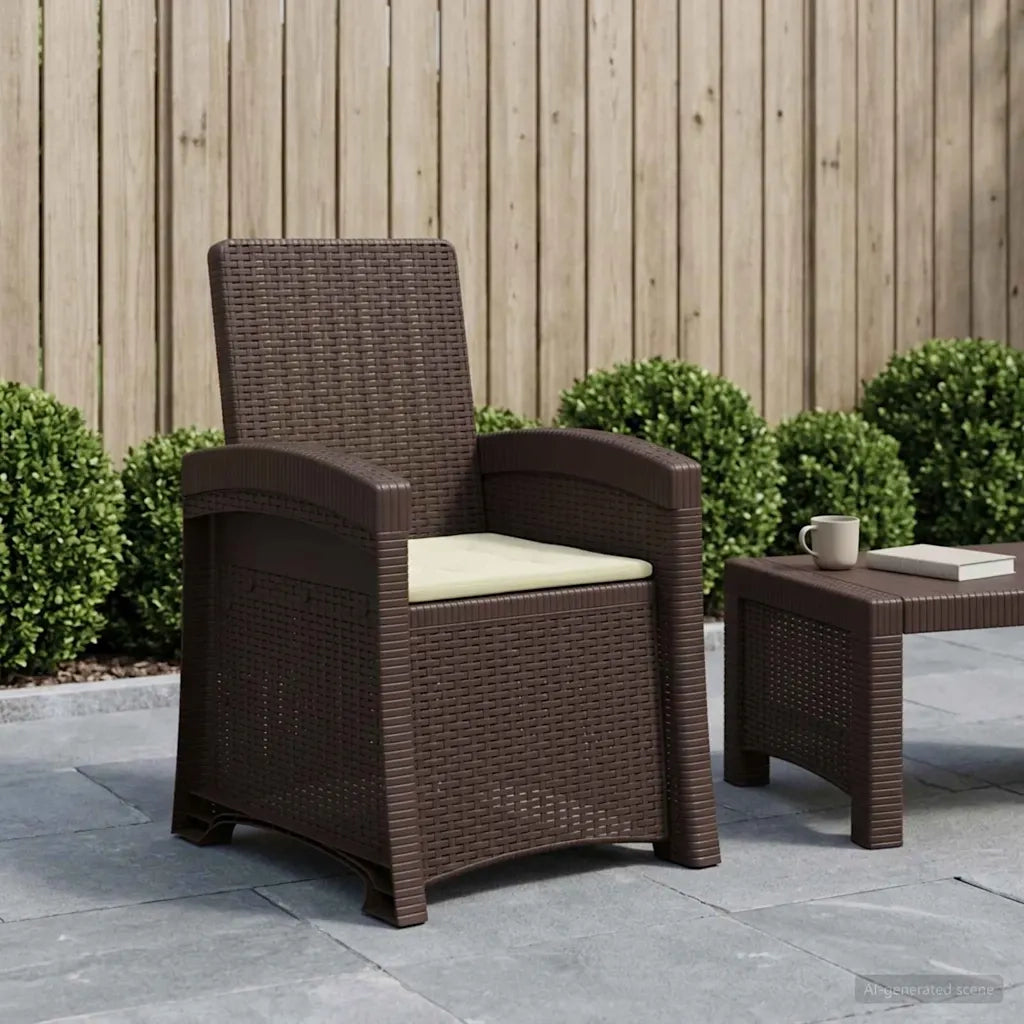 Sedia da giardino reclinabile effetto rattan Marrone e Crema PP 8012004