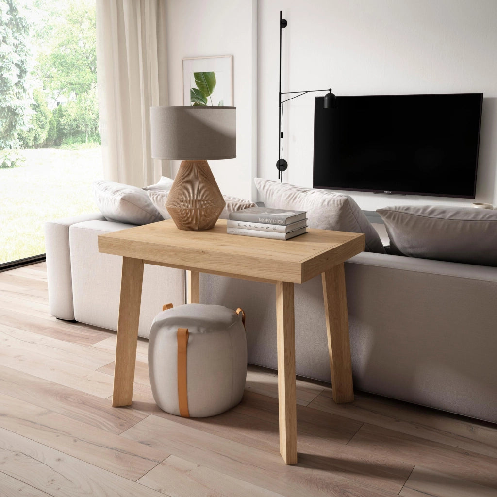 Consolle allungabile, 140x90x73cm, Per 6 persone, Gambe in legno, colore Rovere RF3133