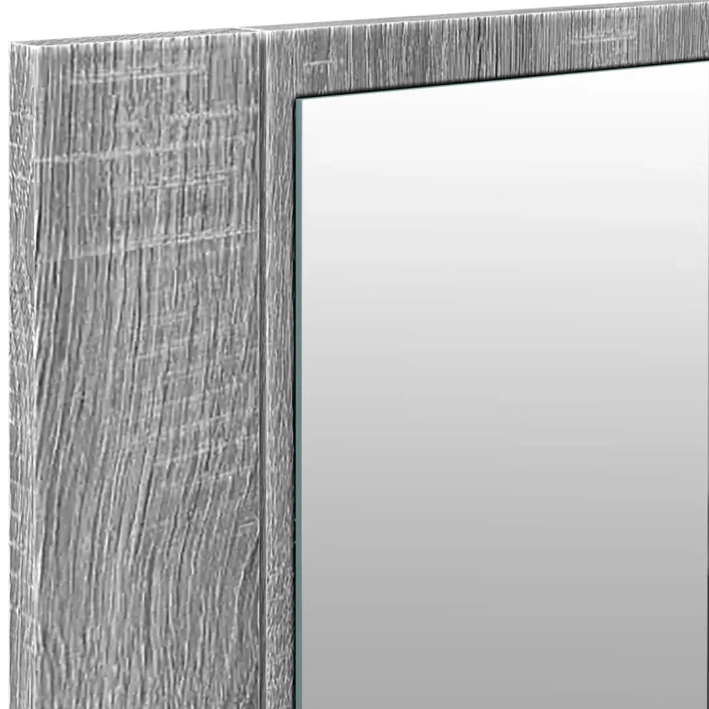 Mobiletto da bagno a specchio con illuminazione a LED dimensioni 100 x 12 x 45 cm con pratico vano contenitore e look moderno in legno grigio Sonoma 02_0049286
