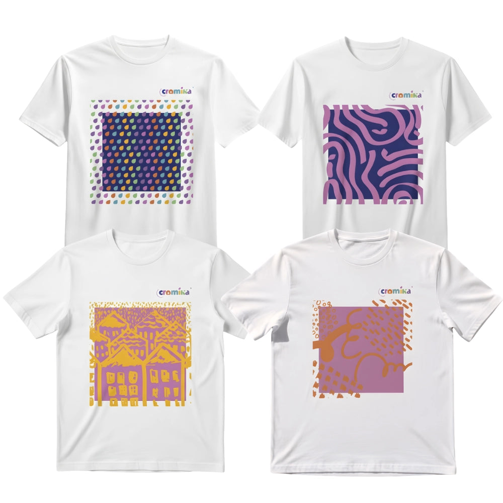 T-shirt cromika arte e colore in cotone naturale *** misura medium - m, modello colorful drops, confezione 1