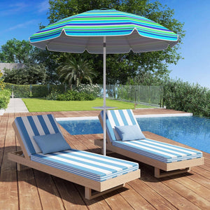 Ombrellone 2,18m da spiaggia con protezione solare upf50+ inclinato, Ombrellone portatile da esterno Verde-Ombrelloni