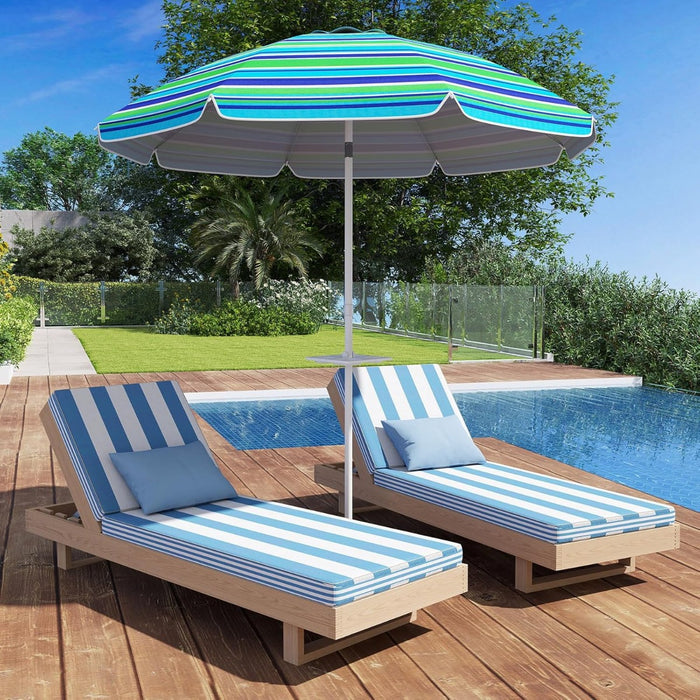 Ombrellone 2,18m da spiaggia con protezione solare upf50+ inclinato, Ombrellone portatile da esterno Verde-Ombrelloni