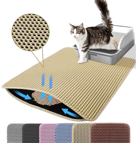 Matto per gatti - Dimensioni extra grandi - Antiscivolo - Cachi - 76 x 55 cm