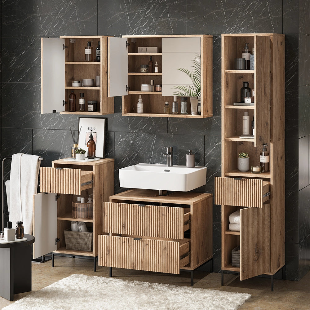 Vicco Set di mobili da bagno Quercia vichinga 5 parti