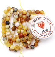 Kralen con cordino per la creazione di accessori DIY Pietre per collane da assemblaggio per hobby Pietre energetiche bracciale terapeutico 4 mm = 180 pezzi e 1 rotolo di filo Pietra di opale giallo A 4 mm