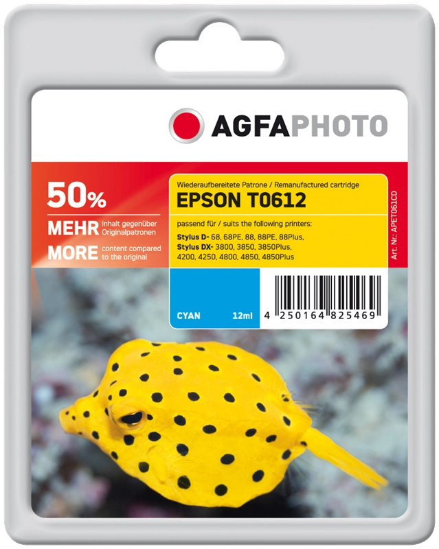 ORIGINAL Agfa Photo Cartuccia d'inchiostro ciano APET061CD ~420 Seiten 12ml Agfa Photo T0612 (C13T06124010)