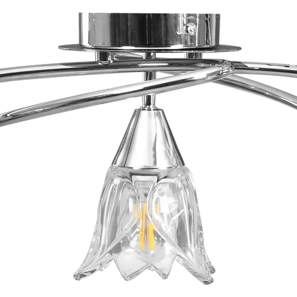 Lampadario con Paralumi in Vetro per 5 Lampadine E14 Tulipano CFW3406562
