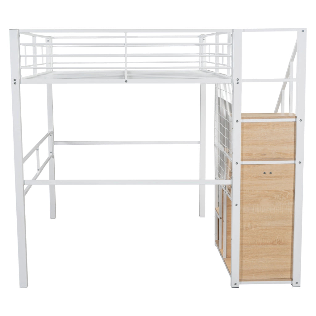 LETTO A CASTELLO 140x200 cm con scala, metallo bianco, per ragazzi e bambini