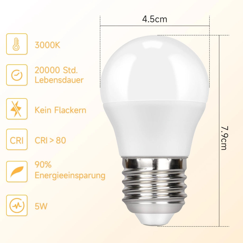 ZMH Lampadina Set di 6 LED E27 Bianca 5W 3000K Lampadina Bianca Calda Lampada a Risparmio Energetico Senza Sfarfallio