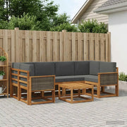 Set di divani da esterno con cuscino 5 pcs Naturale e Antracite