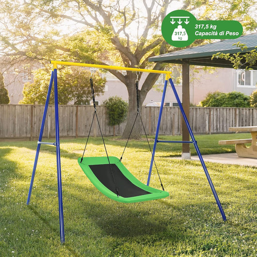 Altalena da Giardino per Bambini, Con Telaio in Metallo, Regolabile in Altezza, Carico Fino a 150 kg, Ideale per Parco, Parco Giochi, Cortile, 80 x 150 cm (Verde)