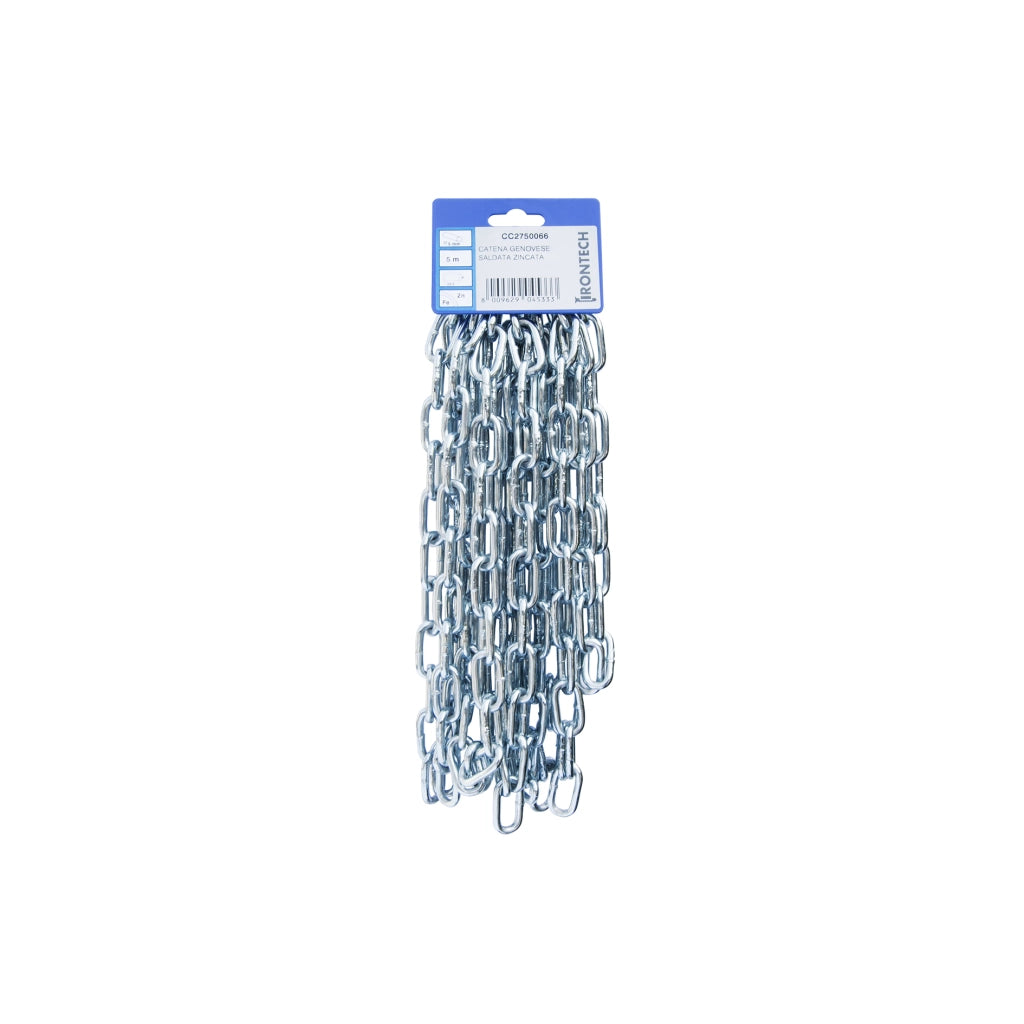 Catena genovese pretagliata Ã˜ 5 mm. in acciaio zincato 5 mt.