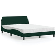 Letto con Materasso Verde Scuro 140x190 cm in Velluto