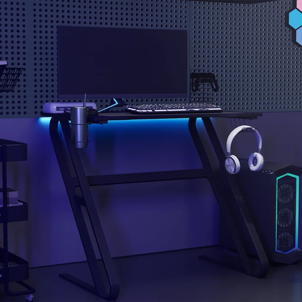 Scrivania da Gaming con Gambe a Forma di ZZ Nera 90x60x75cm cod mxl 73418
