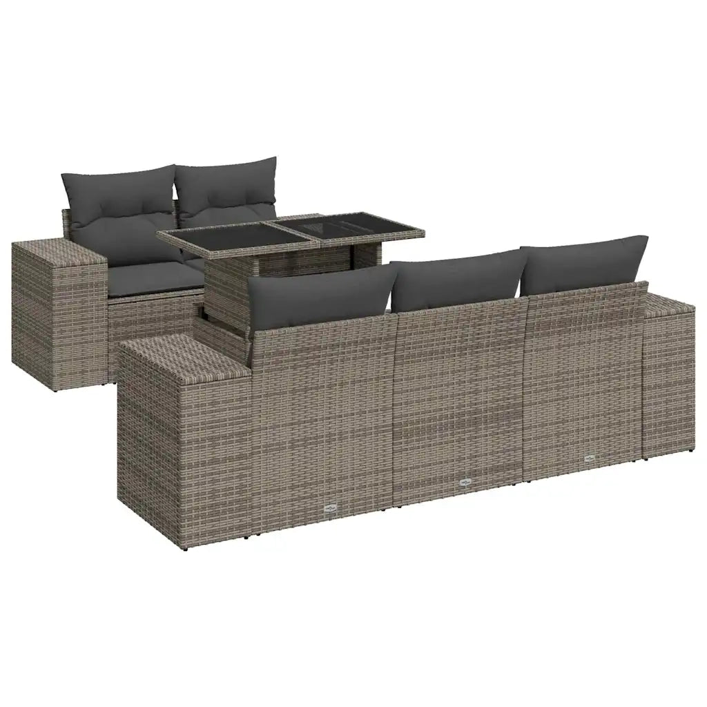 Set Divano da Giardino 6 pz con Cuscini Grigio in Polyrattan 3326731