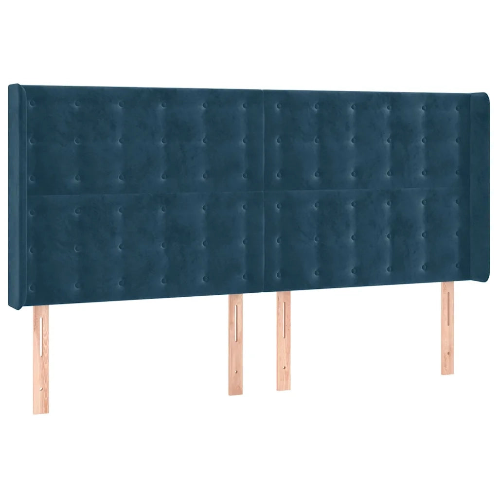 Testiera ad Orecchio Blu Scuro 183x16x118/128 cm in Vellutocod mxl 73765