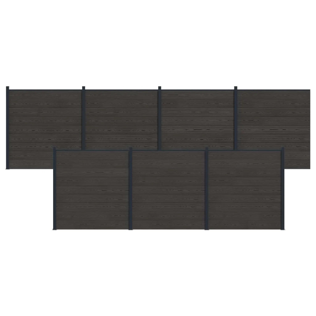 Pannello di Recinzione 7 pcs WPC e Alluminio Nero
