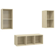 Set Porta TV 3 pz | Armadietto TV | Mobile Porta TV Rovere Sonoma in Truciolato