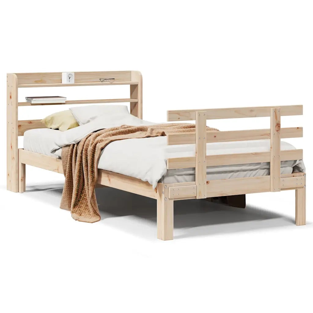 Giroletto con Testiera-Struttura Letto con testiera 90x190 cm in Legno Massello di Pino 892258