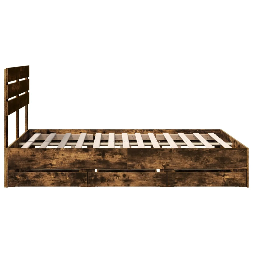 Struttura del letto con cassetto Rovere fumé 150 x 200 cm 3411497