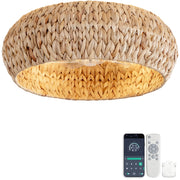 Ventilatore a incasso 19 pollici con luce, pale ABS effetto rattan, doppio controllo app e telecomando, 6 velocit¨¤ reversibili, moderno