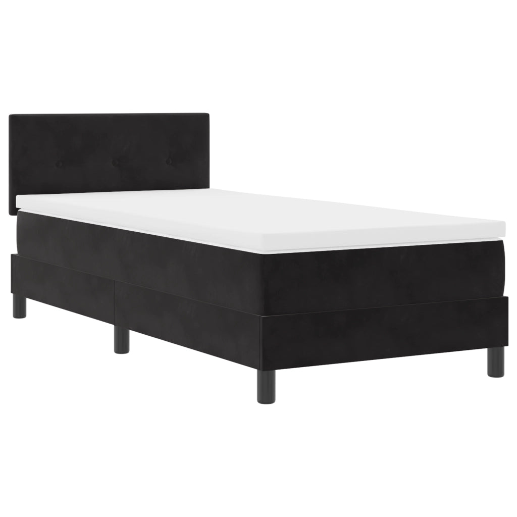 Letto con rete a molle e materasso Nero Singolo Velluto