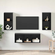Set mobile TV 3 pz Rovere Nero Legno ingegnerizzato 3393379