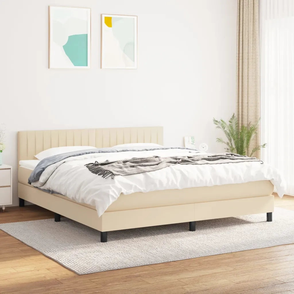 Giroletto a Molle con Materasso Crema 160x200 cm in Tessuto 3140230