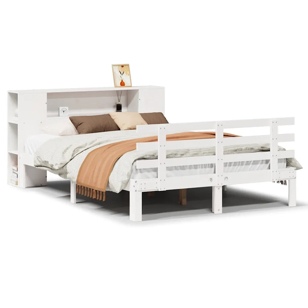 Letto Libreria senza Materasso Bianco 135x190 cm Legno di Pino 3322705