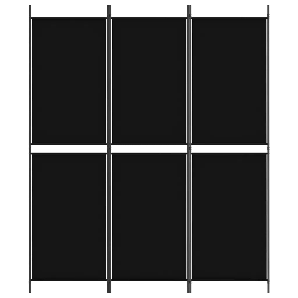 Divisorio a 3 Pannelli Nero 150x180 cm in Tessuto 350213