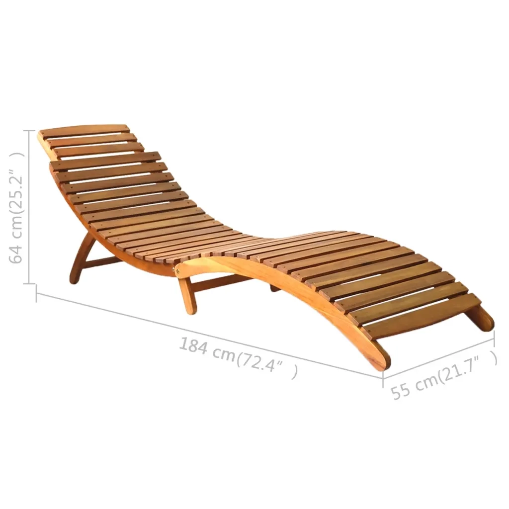 Lettino Prendisole in Legno Massello di Acacia Marrone 46650