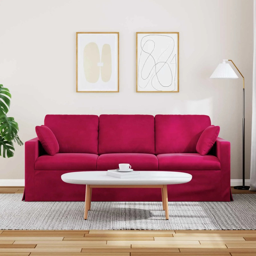 Divano Rosso Vino 198 x 78 x 80 cm Velluto