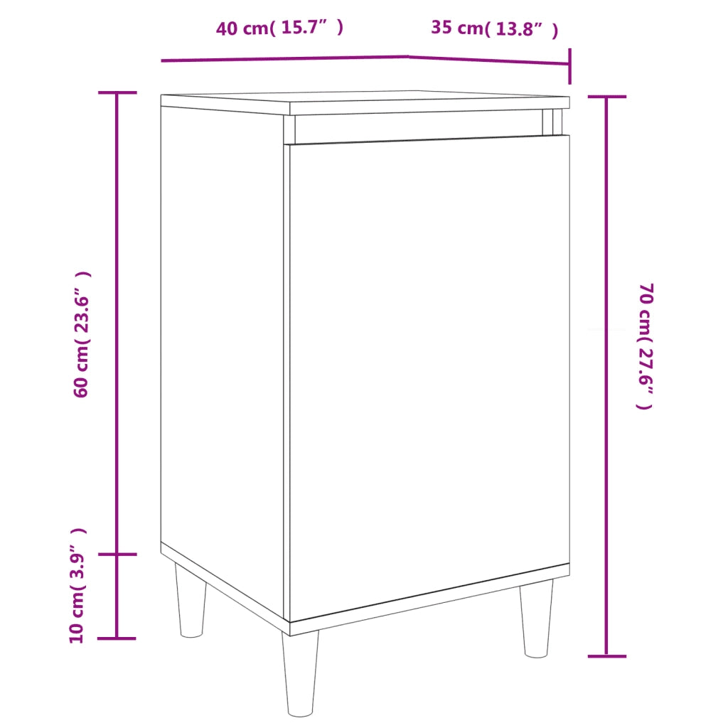 Set di 2 Comodini | Armadio da Notte | Mobiletto da notte Neri 40x35x70 cm in Legno Multistrato