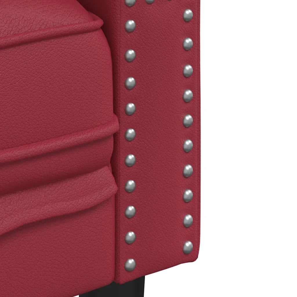 Divano Sedia-Poltrona Chesterfield a 2 Posti Rosso Vino in Similpelle
