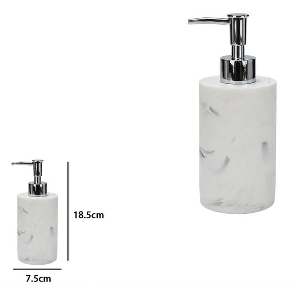 Trade Shop - Dispenser Dosatore Sapone Liquido Accessorio Bagno Arredo Effetto Marmo Bianco 87829 -