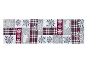 Tovaglia Centrino Runner Tavola Fantasia Edelweiss Cervo Made Italy - 40x180 - Rosso