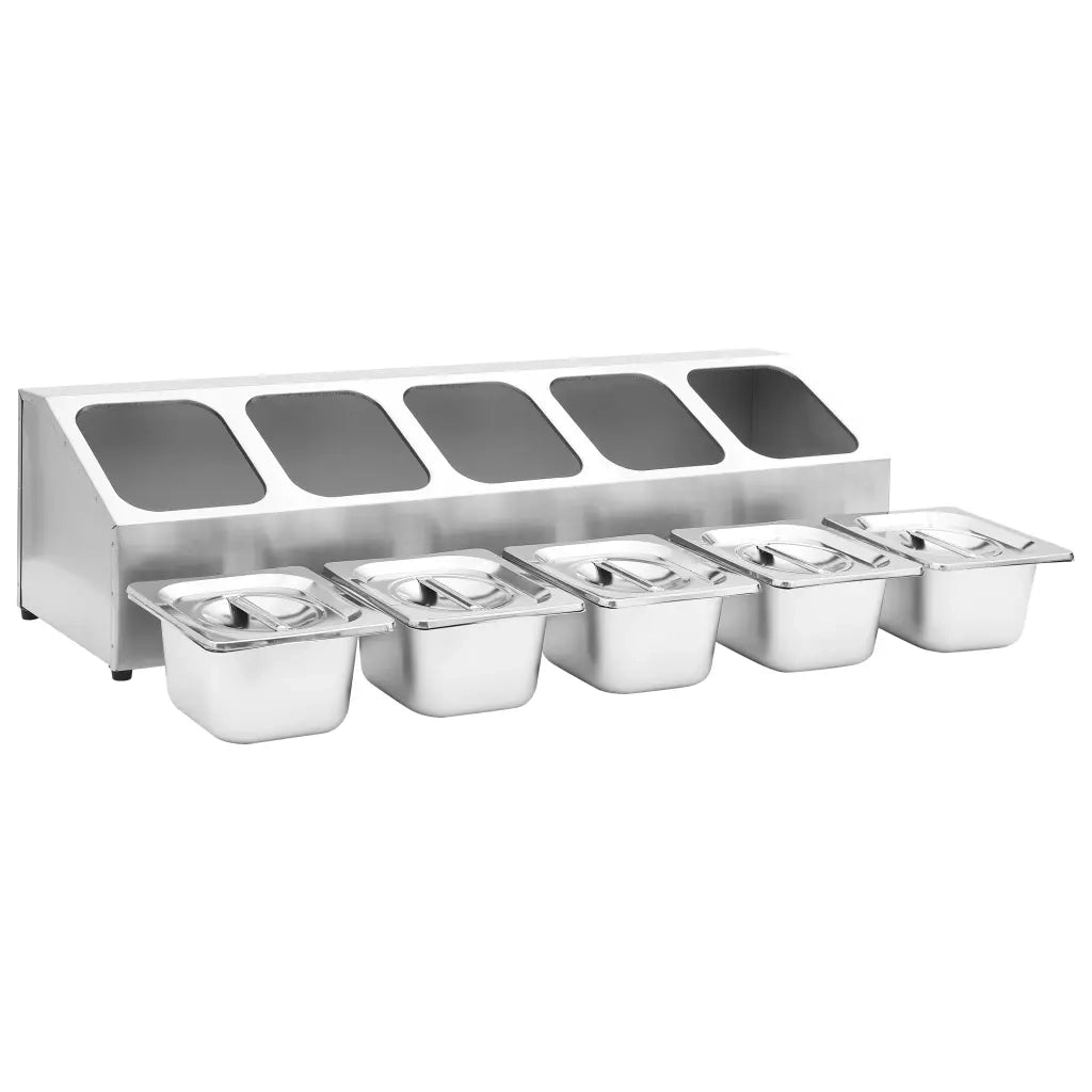Supporto Gastronorm con 5 Contenitori GN 1/6 in Acciaio Inox 51222