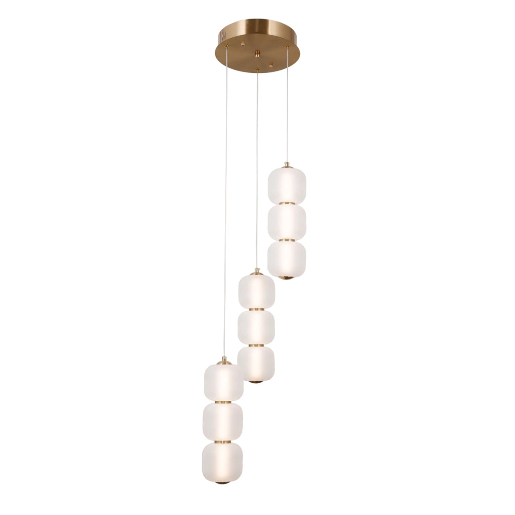 Sospensione Italux GANTI oro, 3 sfere opale LED 20W