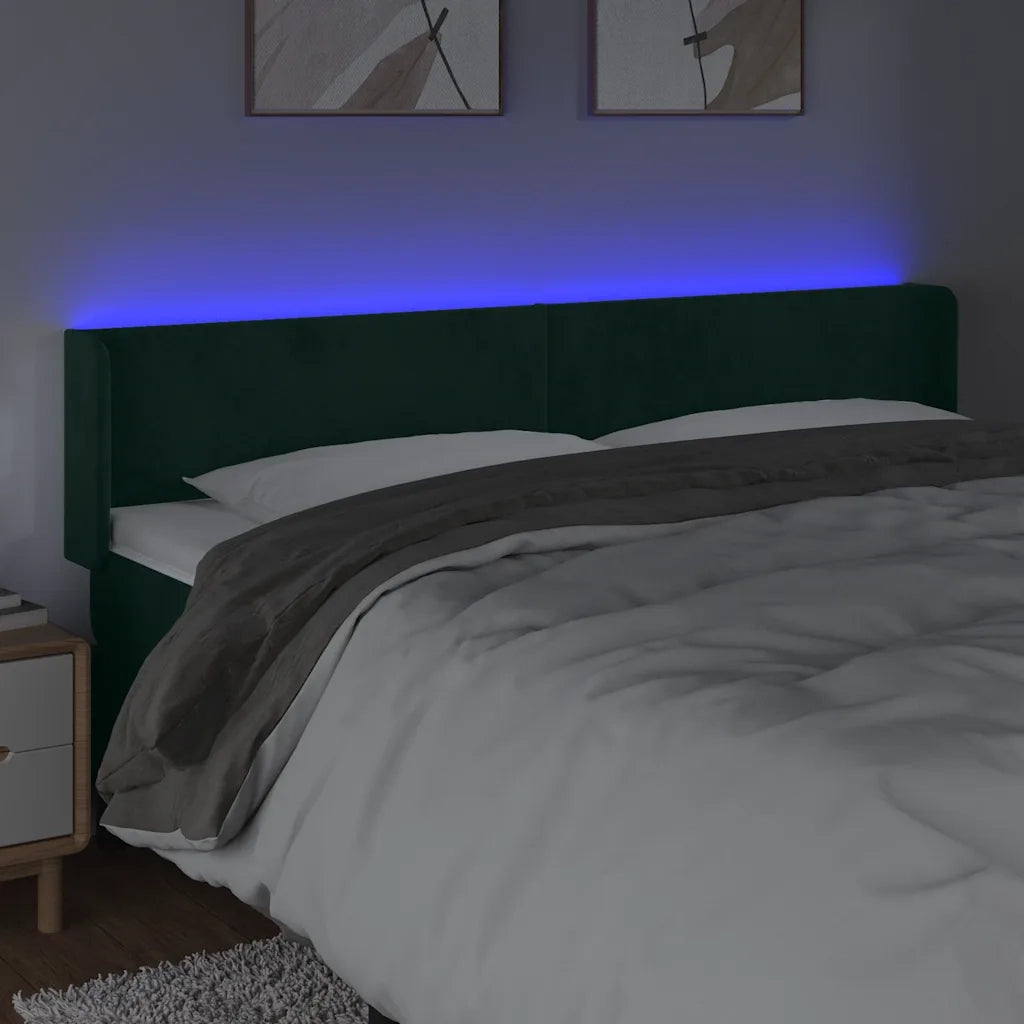Testiera a LED Verde Scuro 183x16x78/88 cm in Velluto 3123019
