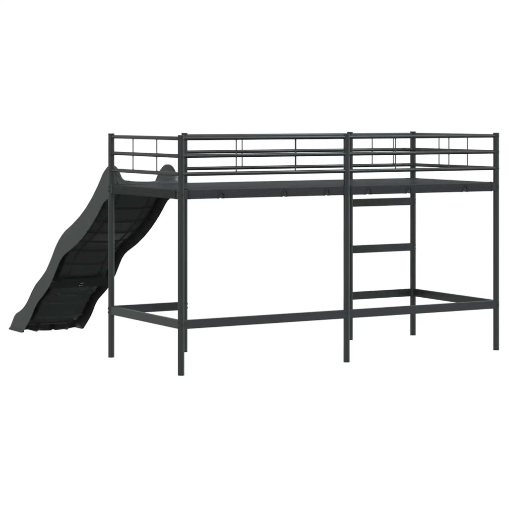 Letto loft per bambini con scivolo Nero e antracite
