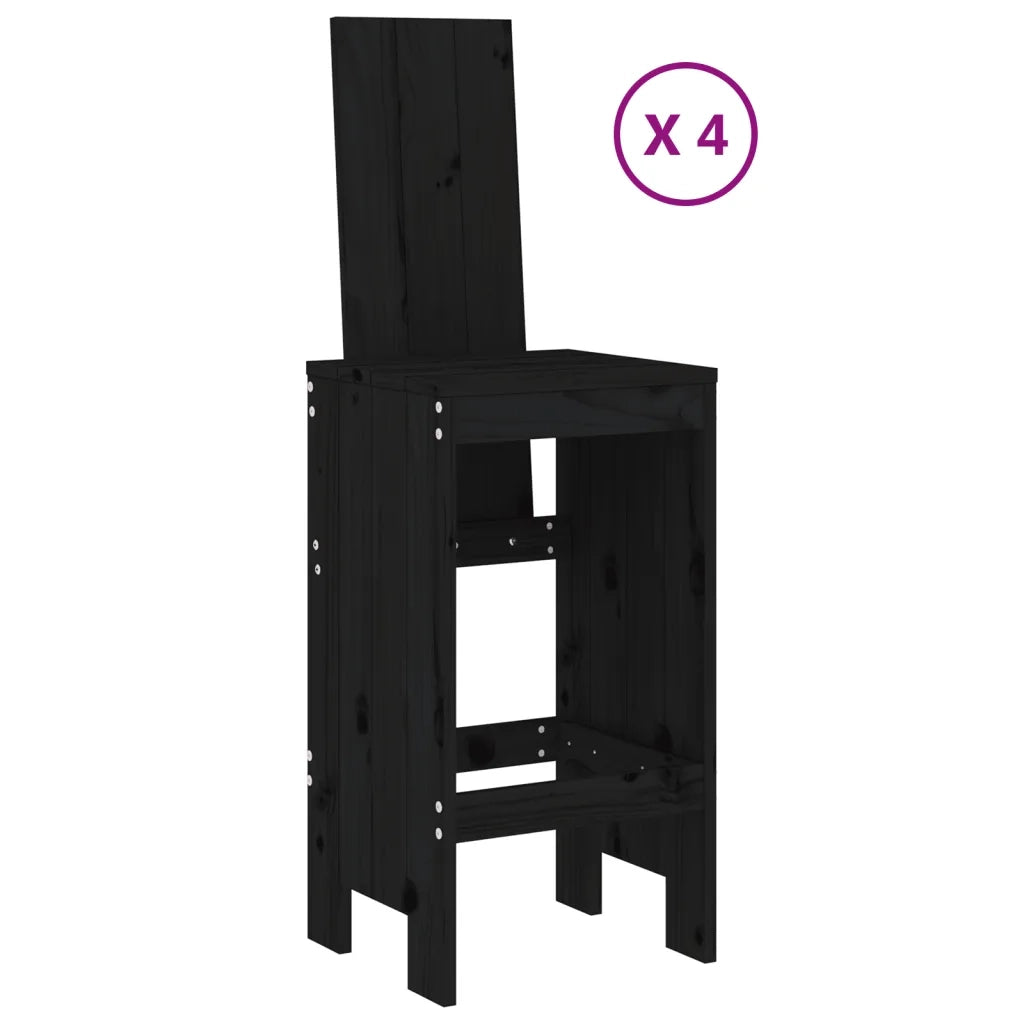 Set Bar da Giardino 5 pz Nero in Legno Massello di Pinocod mxl 83658