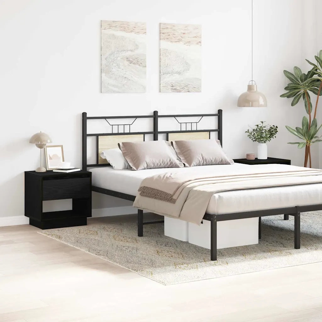 Set di 2 Comodini | Armadio da Notte | Mobiletto da notte Rovere Nero 45 x 34 x 44 cm Legno multistrato