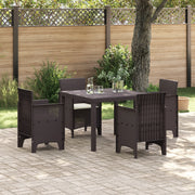 Set pranzo giardino 5 pezzi con cuscini Marrone Rattan