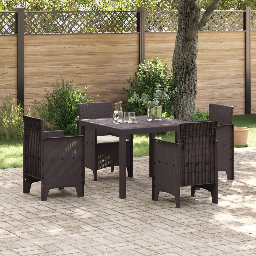Set pranzo giardino 5 pezzi con cuscini Marrone Rattan