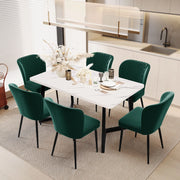 Sedia da pranzo in velluto con schienale ergonomico e struttura in metallo verde moderna per cucina e soggiorno